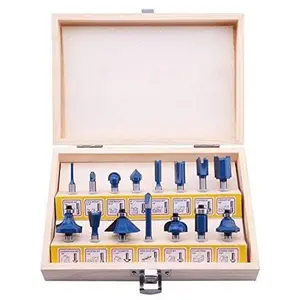 Carbide Tipped Router Bits (15 PCS) with 1/4" Shank, Wood Milling Saw Cutter , All Purpose (Woodworking Tools for Home Improvement and DIY) Cutting Blades