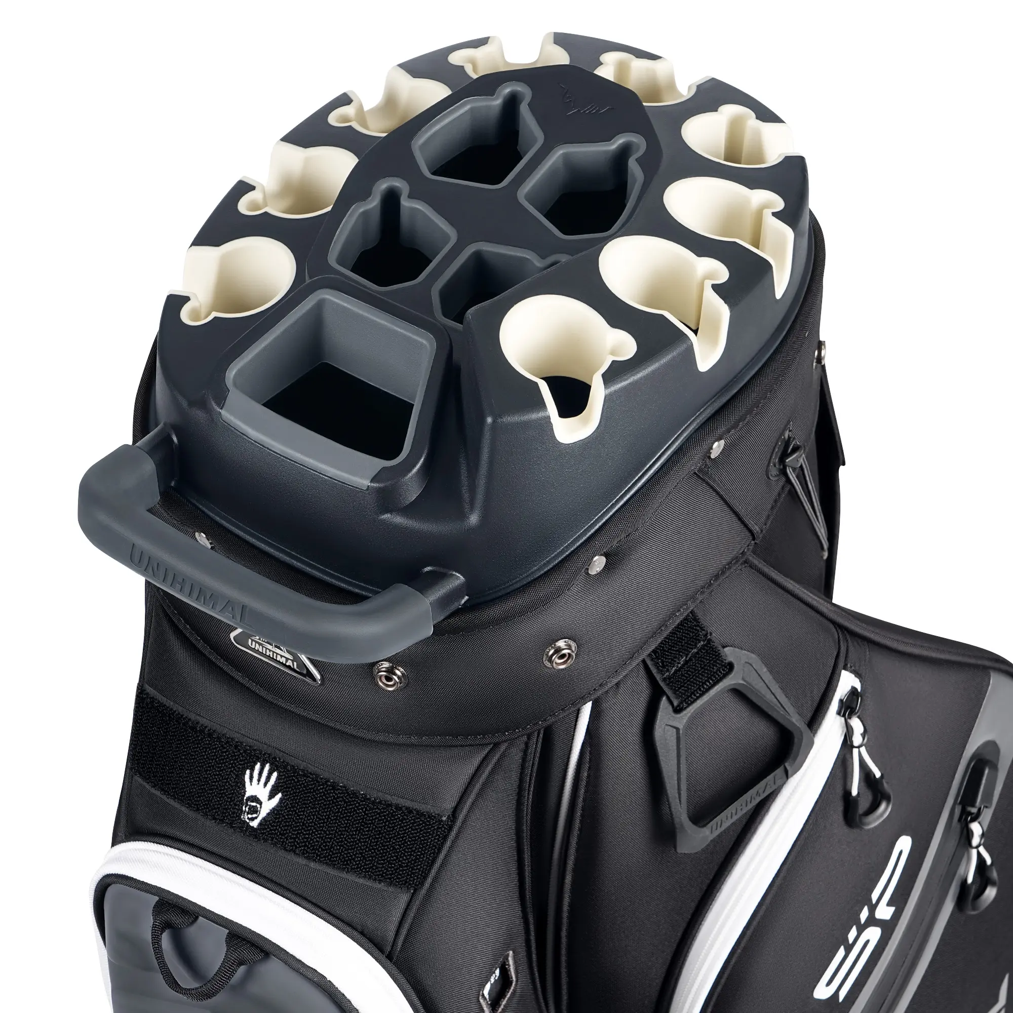 【DealsForYouDays】UNIHIMAL Silent Lock 14-Way Slots Golf Cart Bag - Unisex Golf Gear, Push Cart Fit, Waterproof Knit Fabric, 9 Storage Pockets, Magnetic Rangefinder Pocket, Anti-Tangle Club System, Lightweight Ergo Straps