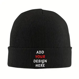 S&T Custom Knitted Hat - Personalized Text/Pattern - Add Your Design - Soft Knitted Fabric - Suitable for Corporate Gifts, Events, Brand Promotion - Durable Daily Winter Headwear - Unisex Personalized Gift - Custom Design, Fashionable Hat, Comfortable
