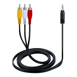 3.5mm to RCA Camcorder Handycam AV Audio Video Output Cable, 1/8" TRRS to 3 RCA Male Plug AUX Cable Cord for TV,Smartphones,MP3, Tablets,Speakers,Home Theater - 5ft
