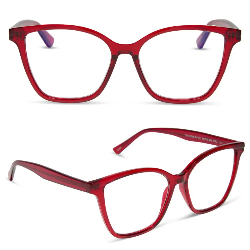 DIFF Leah Red Cherry Reading Glasses - Womens Blue Light Readers Lightweight Slightly Cat Eye Frame