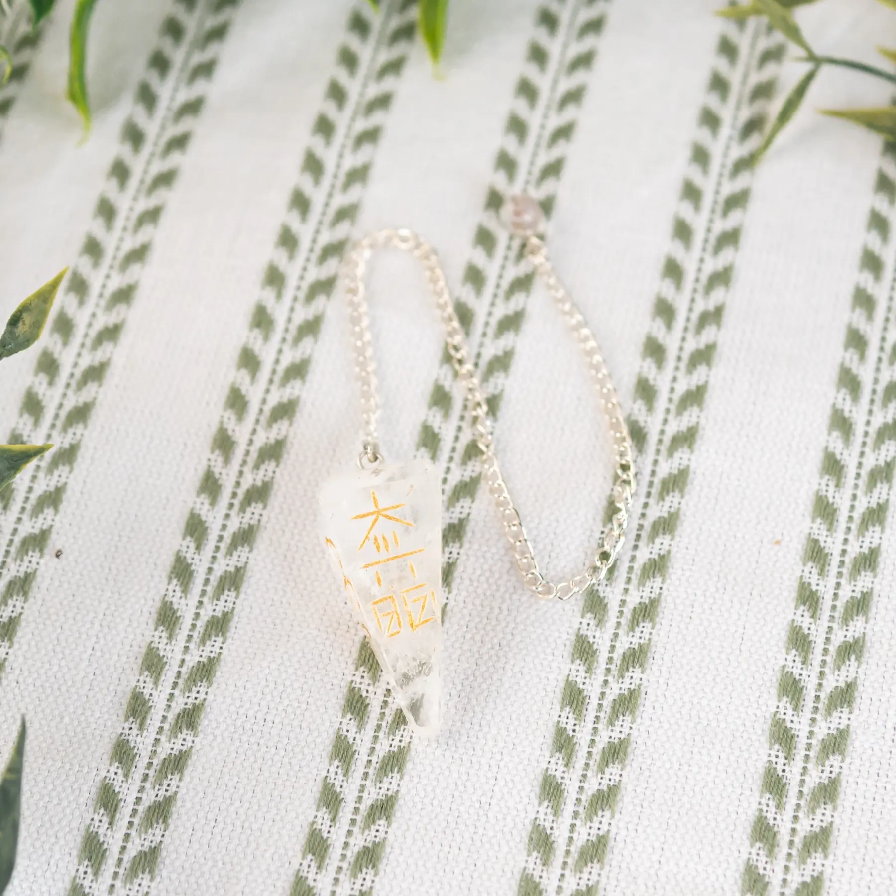 Down to Earth Clear Quartz Reiki Faceted Pendulum