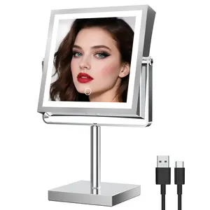RUACQ Magnifying Makeup Mirror 10X Rechargeable, 3 Color Lights, Chrome