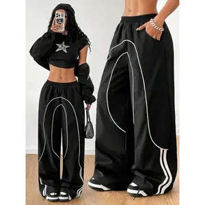 Men's Street Style Hip Hop Pants, Asymmetrical Patchwork Design, Loose Fit Casual Joggers, Fall & Winter Fashion, Comfortable Wear