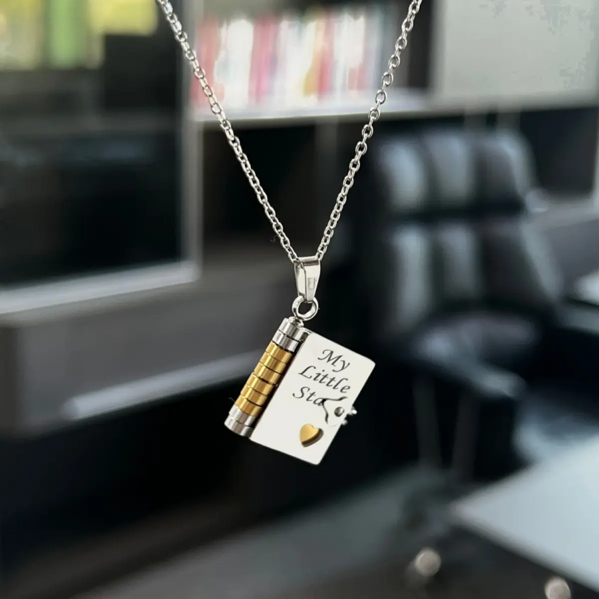 My Little Star" Book Locket Necklace for Daughters - A meaningful jewelry keepsake for birthdays, graduations, and special milestones, with heartfelt blessings for your daughter on every page.