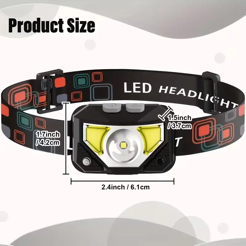 Dual Super Bright Dual Light Motion Sensor Lamp - 8 Adjustable Modes, 60° Adjustment, Type-C Charging, Designed for Running, Fishing, Hunting, and Camping - Includes Charging Cable