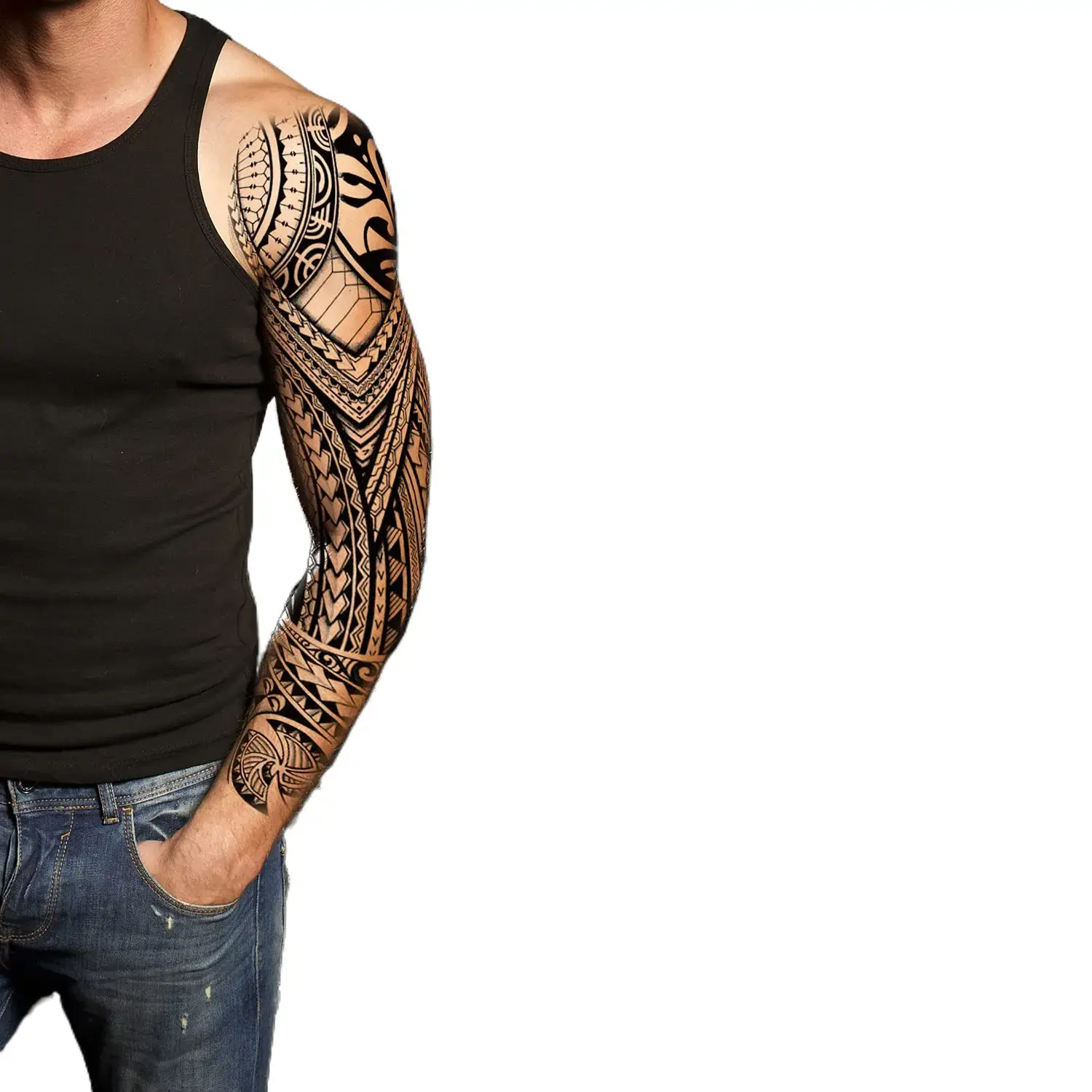 Fashion 6-Sheet Full Arm Temporary Tattoo Sleeves - Waterproof, Luminous Glow Effect, Realistic Tattoos with Peppy Flower, Skull & Lion Designs for Adults, Kids