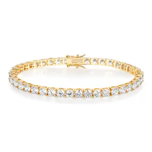 Tennis Bracelet 18K gold plated bracelets. VVS Round cut Sun -themed Bracelet Menand Women Fashion Jewelry.lt's suitable for daily wear.FathersDayGift TikTokShopBlackFriday