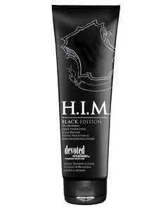 Devoted Creations H.I.M. Black Edition, Oil Absorbing Quick Penetrating Black Tan Lotion Bronzer, 8.5 oz.