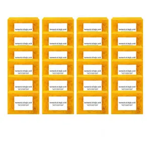 24PCS Lemon Turmeric KojicAcid Soap, Turmeric & Kojic Acid Brightening Soap, DarkSpot Remover, Kojic Acid Soap, Soap Body CareBody Wash Lemon Flawless Organic