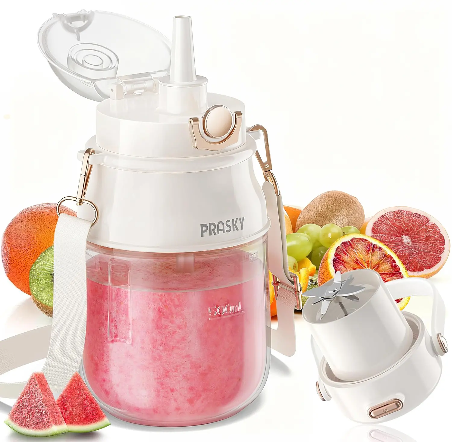 PRASKY Blender,Cordless Portable Blender,27 Oz Personal Blender for Smoothies and Shakes, 15000RPM Motor,BPA Free Travel Cup,Mini Portable Juicer for Kitchen/Outdoor/Gym/Office/Travel