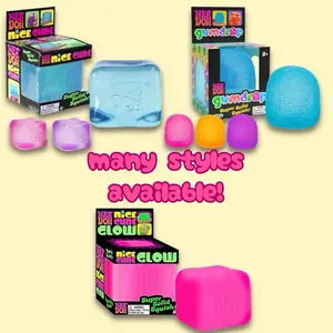 NeeDoh Fidget Sensory Toys - NeeDoh Squishies Toys, Fidgets Squishies - Various Styles (Nice Cube, Gumdrop, Glow-in-the-Dark) - Collectible Satisfying Squeeze Gifts for Kids