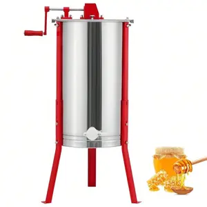 Enlarged 2/4 Frames Manual Honey Extractor,  Stainless Steel Manual Beekeeping Extraction, Honeycomb Drum Spinner With Adjustableheight Legs, Transparent Lid, For Apiarys, Beekeepers & Beehi