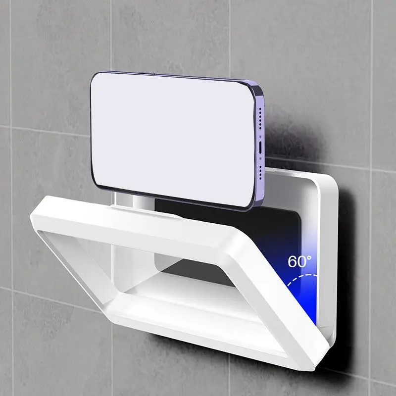 Waterproof Wall Mounted Shower Phone Holder, Universal Smartphone Stand, 360° Rotatable, Anti-Fog Touch Screen, Bathroom Accessories