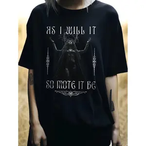 Dark Goddess Energy TShirt with Mysterious Witchcraft Style and Feminist Pagan Elements Featuring Magical Print Short Sleeve Versatile Womens Shirt for Spring and Summer