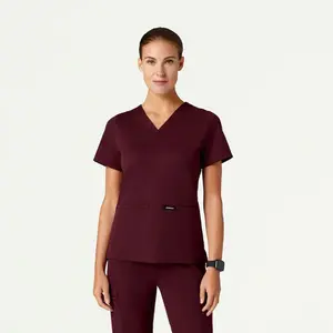 JAANUU Cesi Women's V-Neck Scrub Top Slim UltraSOFT– 2 Pockets Moisture-Wicking 4-Way Stretch, Medical Uniform Top