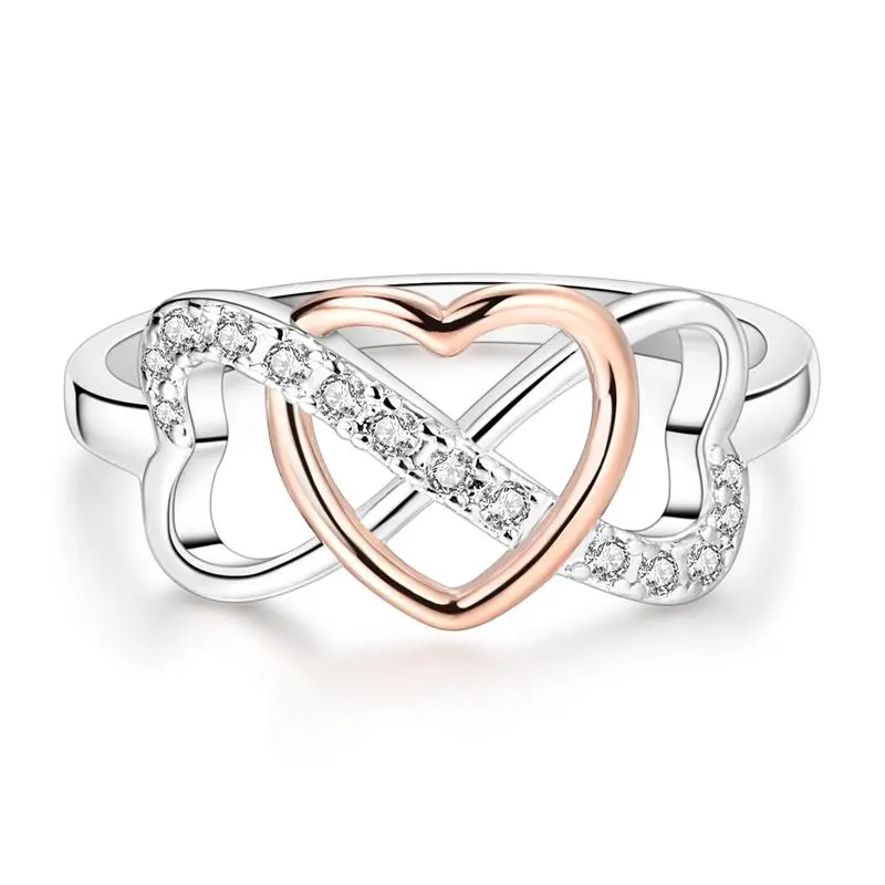 Original 925 Sterling Silver Sparkling Valentine's Day Infinity Love Ring For Women Girls Jewelry Birthday Anniversary Gifts
