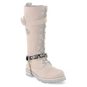 Milwaukee Leather Motorcycle Boot Chain - Silver Chain & Buckle, Motorcycle Medallion Accent - MLA3003