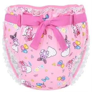 Littleforbig Silky Adult Ribbon Omutsu Diaper Wrap Cover Washable Adjustable Reusable Waterproof - Baby Usagi & Bella Pattern