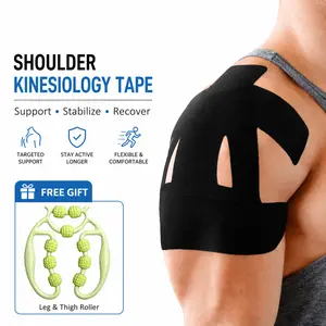 10 Count,Kinesiology Tape for Shoulder Pain Relief Pre Cut Sports Waterproof Breathable Enhance Elastic Kinesiology Athletic Tape for Shoulder Support and Muscle Sports(Black),Boxing Wrap turf bandage adhesive