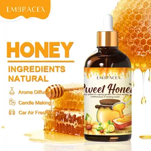 100ML Honey Essential Oils, Aromatherapy Oils, Food Grade Fragrance Oil, Humidifier Diffuser, DIY Soap Candle Bath Car Air Freshener, Home Decor, Alcohol-Free Long-Lasting Scent, Long Lasting Scented
