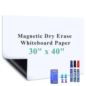 Magnetic Dry Erase Whiteboard Paper, 30" x 40" Self Adhesive Whiteboard for Wall, Easy to Write and Clean Dry Erase Board for Kids, Office, Home, with Marker, Magnetic Eraser and Magnets office whiteboard