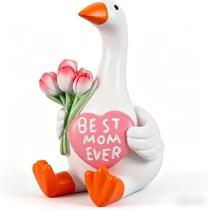 Mother Goose Mini Desk Goose Decor, Gifts for Mom Mother's Day Birthday Gift for Moms Best Mom Ever Gifts, 3.5" Desktop Gooses Home Office Bookshelf Decor