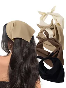 4pcs Fashion Trend Retro Vintage Headbands Maillard Triangle Headband Elegant Style Women's Shawl Big Wave Bundle Headband Fresh Countryside Style Versatile Trendy Hair Accessories