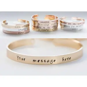 Personalized stamped cuff bracelet, hand stamped message quote