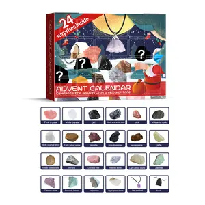 Christmas Advent Calendar Surprise Blind Box 24 Days Holiday Gift Toys Collectible Gemstone Puzzle Fun Interactive Countdown Decorations for Kids Adults Plush Figurines