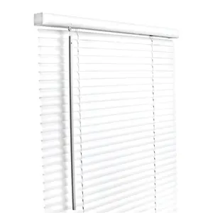 212 MAIN 1-in. Cordless Lift Vinyl Mini-Blinds with Window Louvers, Horizontal Vinyl Slats, 43x64 in. White, Up/Down Adjustment
