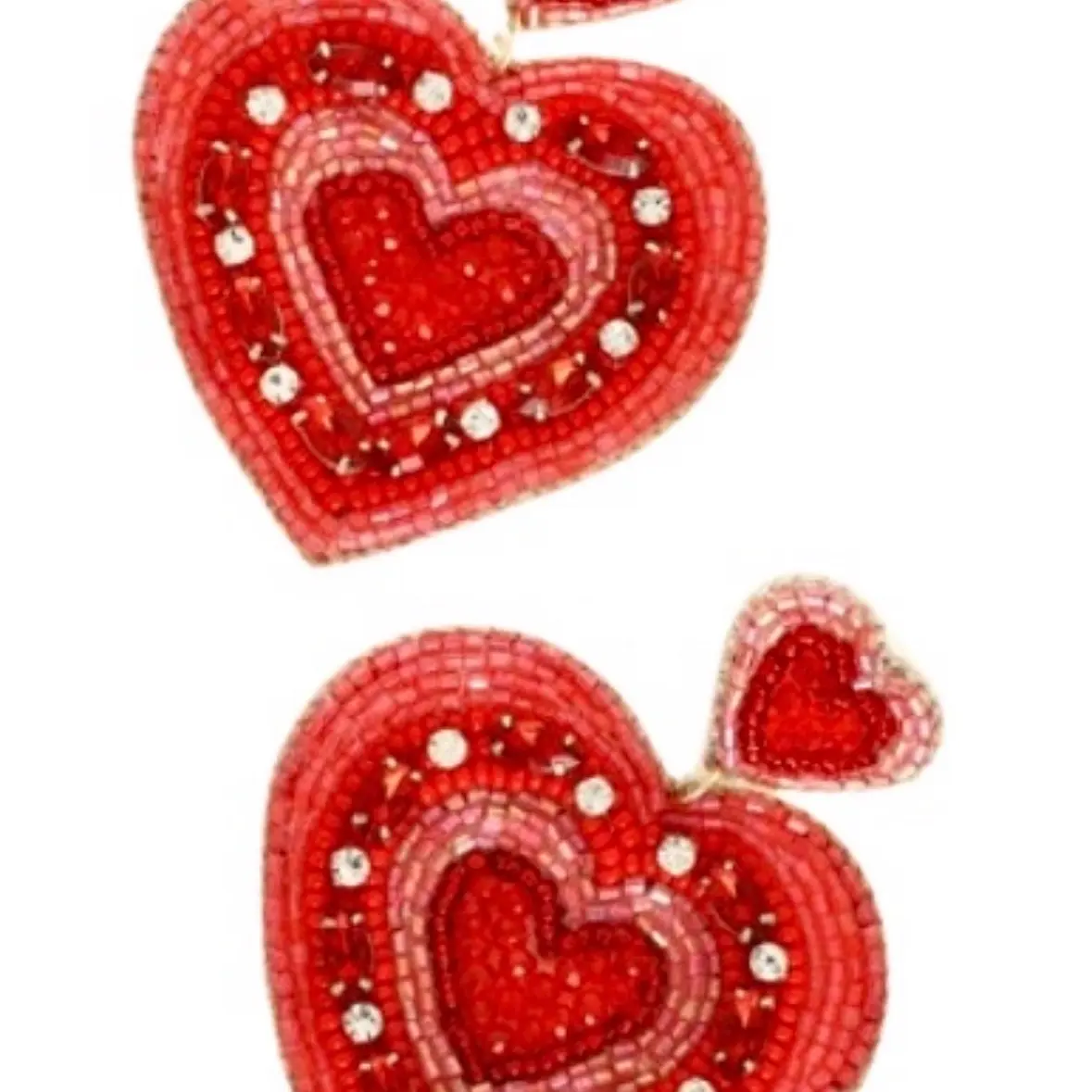Red Heart Seed Bead V-Day Earrings