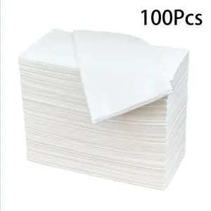 100-Pack White Disposable Guest Napkins, Thick Cloth-Like Airlaid Paper Towels, 30x40cm Unfolded, Soft Absorbent Food Grade Dinner Napkins for Restaurants, Weddings, Parties, Bathroom, Hand Drying, Table Setting and Everyday Home Use, Party Napkins