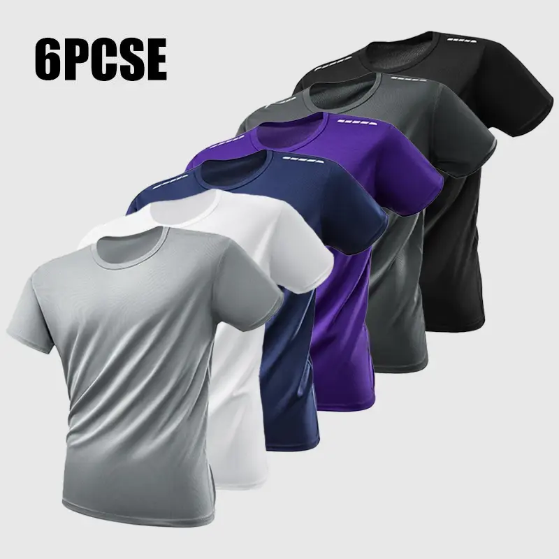 Men's High-Stretch Moisture-Wicking Quick-Drying Crew-Neck Athletic T-Shirt - Soft, Skin-Friendly, Lightweight, Fitted Cut - Ideal for Biking, Fitness, Athletic Look - All-Season Wear