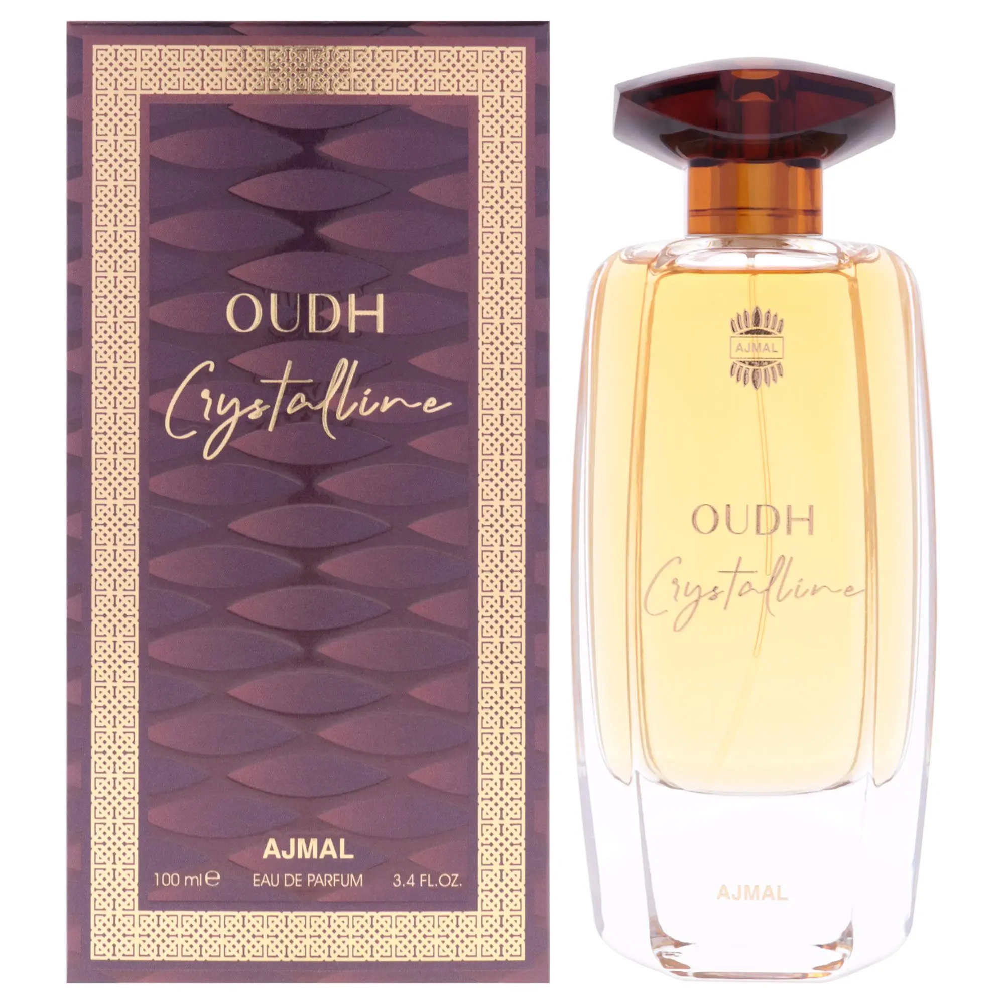 Ajmal Oudh Crystalline Crystal-Shaped Unisex Fragrance, 3.4 fl oz EDP Spray Bottle
