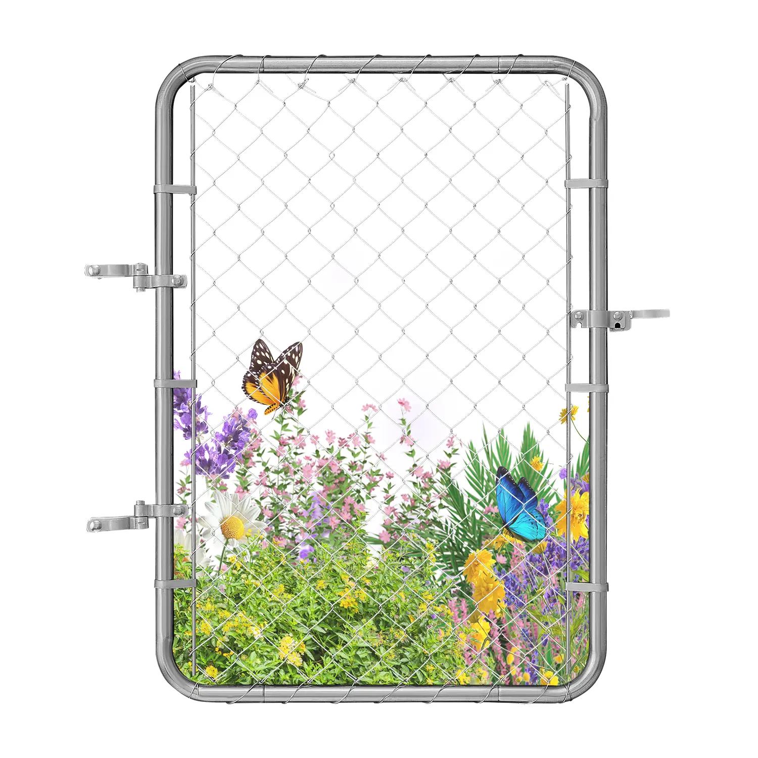 【Summerfinds】VEVOR Chain Link Fence Gate,32 x 46 inAdjustable Chain Link Fence PanelFit 2-6 ft (W) x 4 ft (H) Garden Fence Gate OpeningRust-Resistant Galvanized Fencing Gate for Farm Posts Not Included
