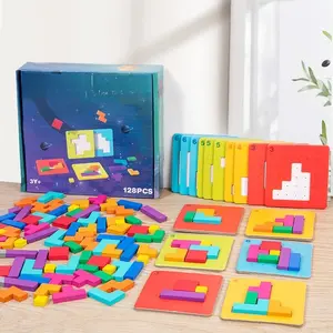 Wooden Interactive Battle Game Puzzle, 128 Pieces, Montessori Puzzles Gift, Brain Training Toy for Kids & Parents, Ideal Gift for Christmas, Easter, Halloween