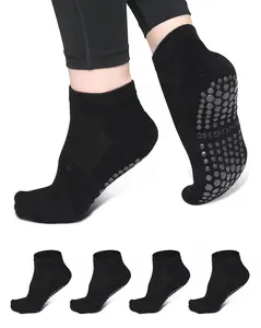 SNUG360 Non-Slip Grip Socks for Women – Anti Slip Pilates Yoga Socks with Soft Cotton Comfort for Barre, Workout, Hospital & Home (4 Pairs)