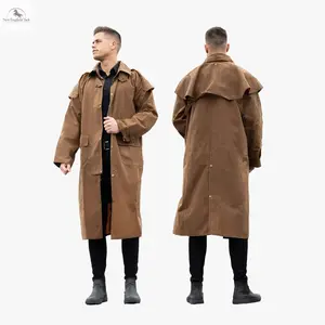 Resistance Western Oilskin Waterproof Duster Coat Cotton Fabric