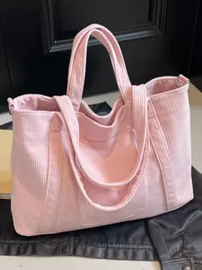 Gentle style atmosphere, fashionable and practical texture, solid color tote bag, front pocket design, simple and high-end casual versatile large capacity shoulder bag, can accommodate tablets, files, headphones