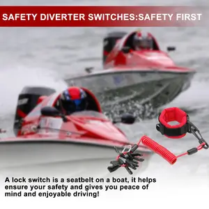 Boat Safety Lanyard Universal Boat Safety Switch Keys and Thick Wristband, Fits Personal Boats and Outboard Motors, Durable Adjustable Size