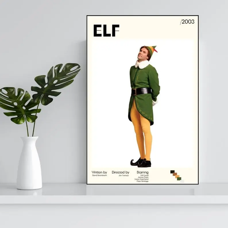 Elf Movie Poster, Elf Buddy Poster Print, The Elf Printable Christmas Decor, Trendy Wall Art Vintage Retro Art Print