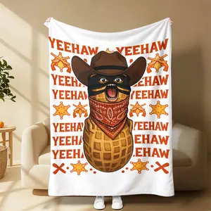 Arc Raiders The Burnt Peanut Yeehaw Goop Meme Blanket Lightweight Throw Blanket Flannel Microfiber Plush Bed Blanket Super Soft Blanket for All-Season Travel Camping Home Rug Suitable for giving as gifts to friends, parents and children
