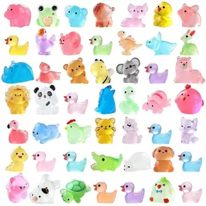 100pcs Mini Glow in The Dark Animal Resin Models, Surprise Mystery Bag for Dollhouse Decor, Mystery Resin Animals Blind Bag, Mini Luminous Farm Ocean Figures, Animal Miniatures for Fairy Garden Accessories, Random Design