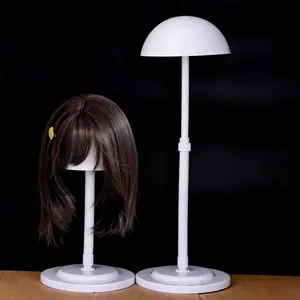 Adjustable Height Wig Stand with Foldable Design, Portable Plastic Wig Holder for Styling, Drying and Displaying Wigs, Mannequin Head Stand