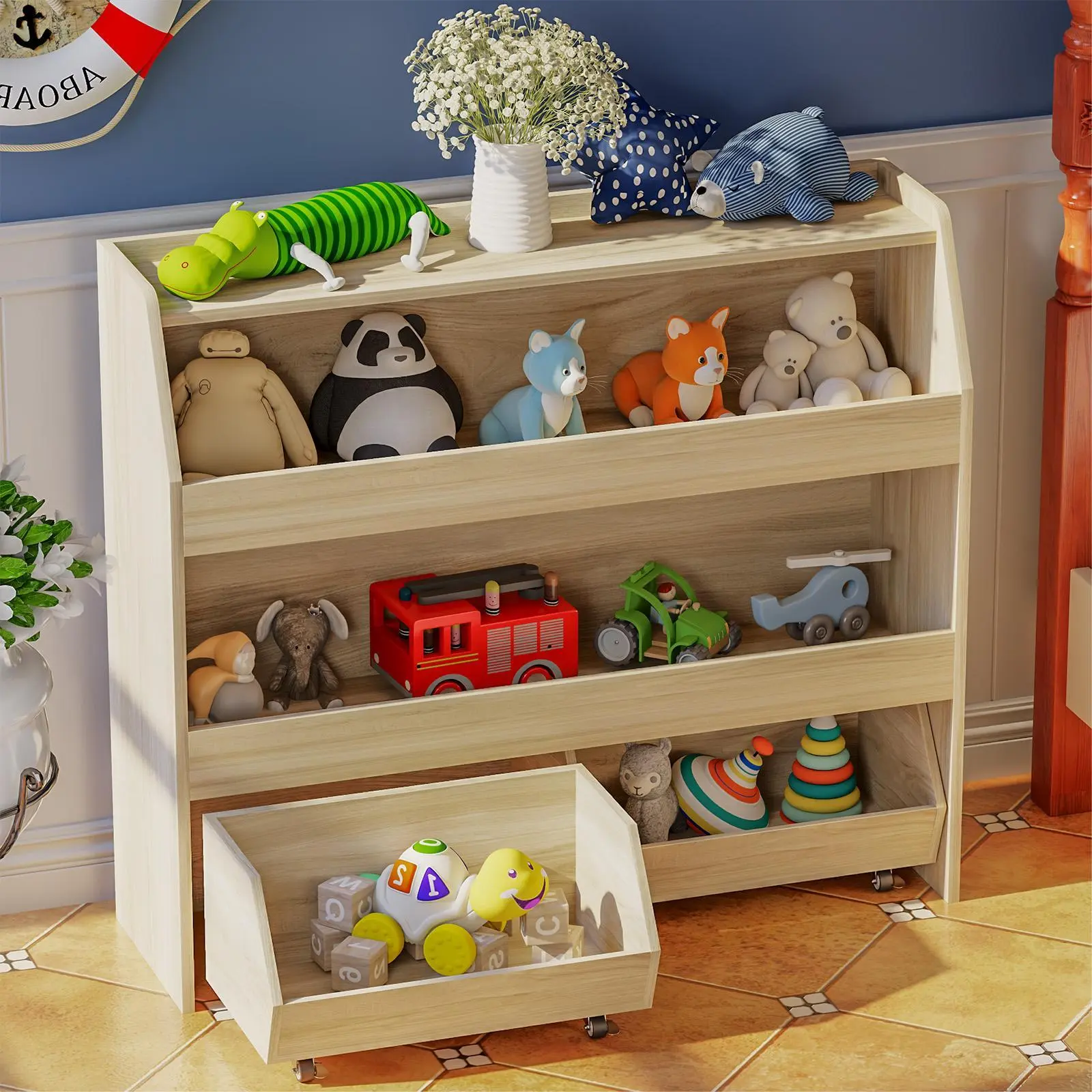COZPAW 3 Tier White Toy Storage Organizer with Movable Drawers, Modern Design for Kids' Playrooms, Nursery, Kitchen, Bedrooms & Interior