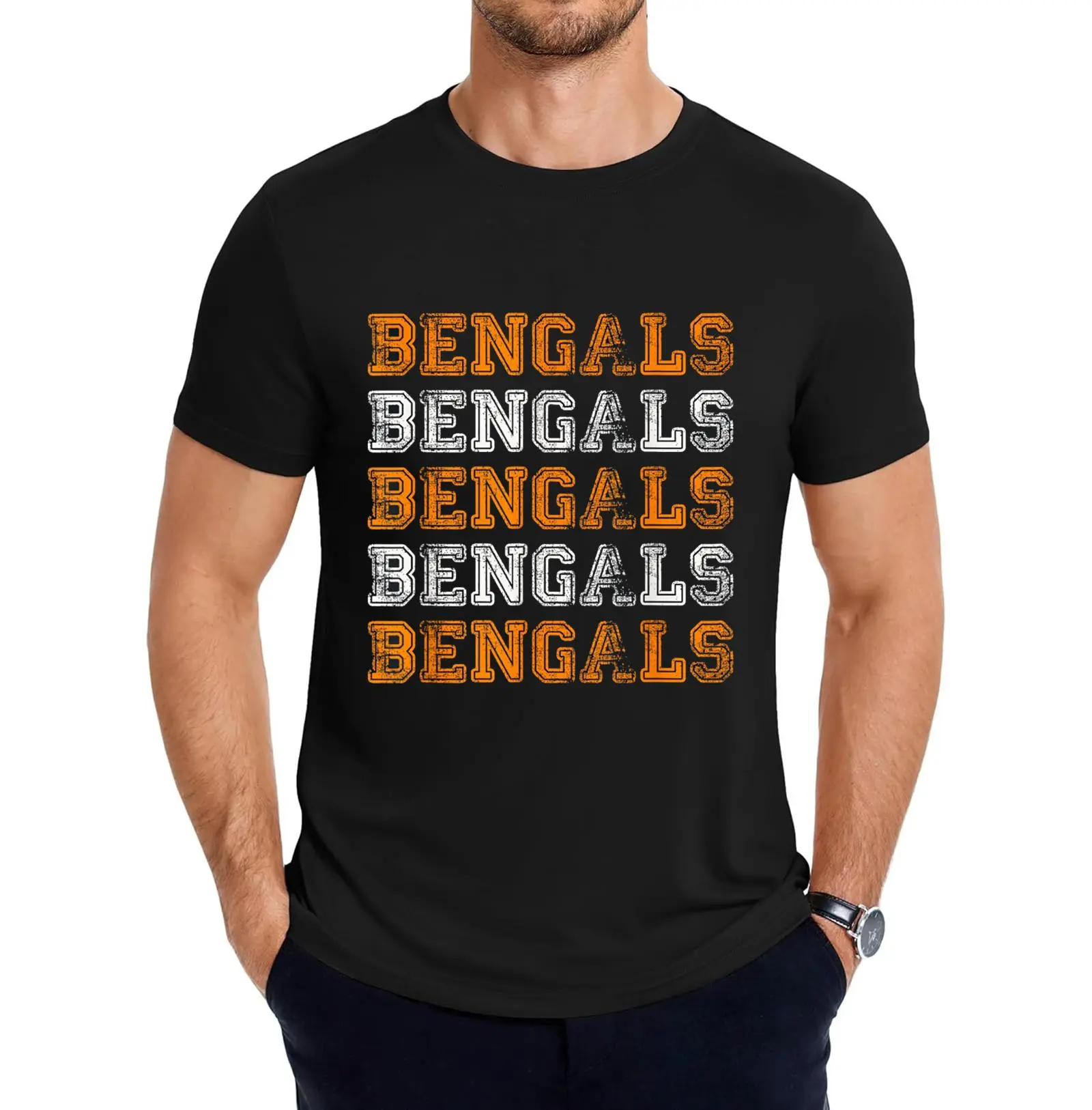 Women's Unique Vintage Retro Novelty Bengals Cotton Short-Sleeve Comfy T-Shirt, Streetwear Top for Classic Football Fans, Football Fan Gift
