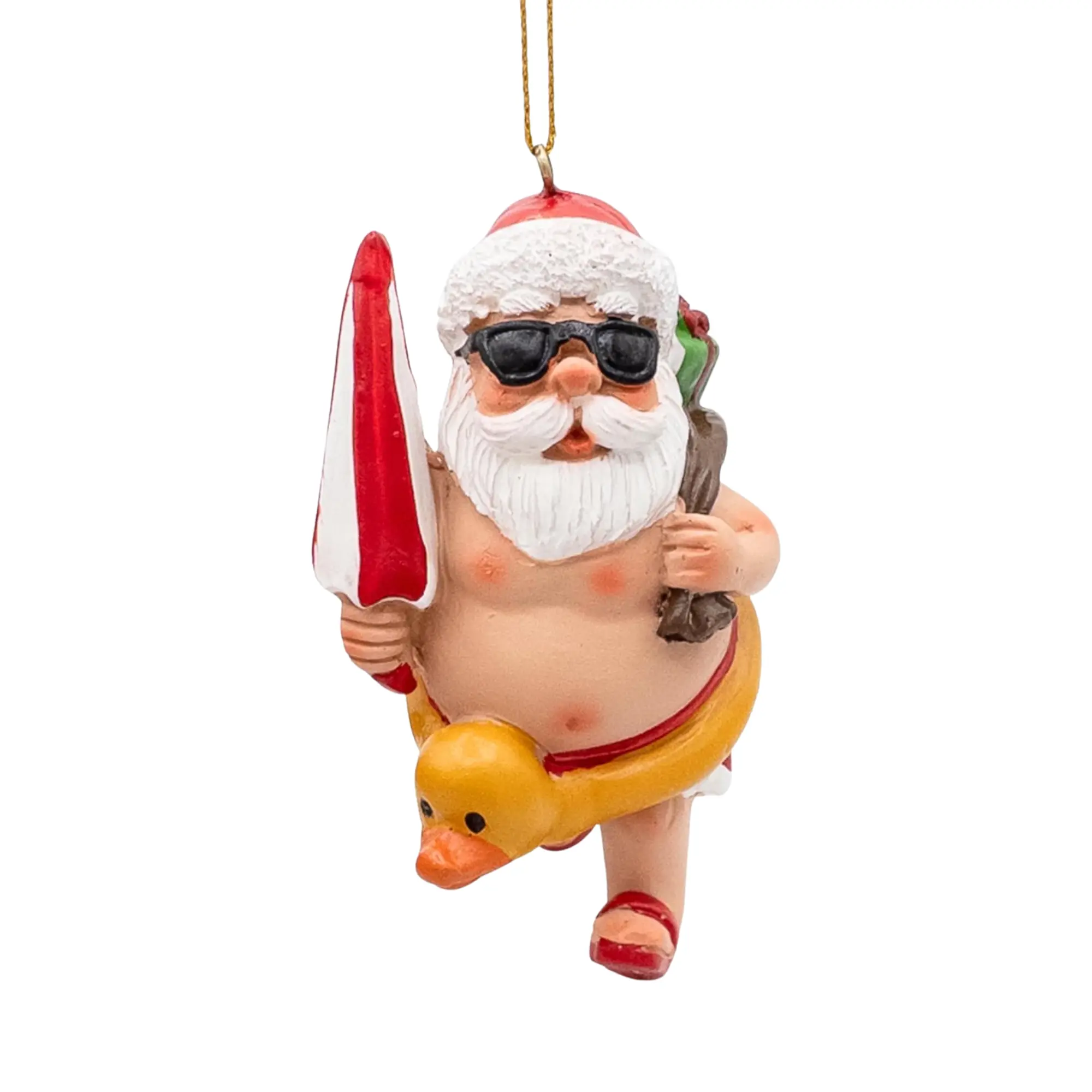 Beach Bum Santa Christmas Tree Coastal Nautical Ornament
