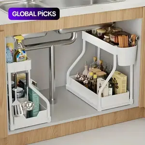 1pc Drawer Shelving Unit 2 Layer Space Saving Storage Rack for Kitchen Bathroom Home Organizer