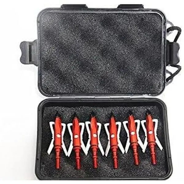 Archery Hunters Broadhead Case, Compact Outdoor Storage Box with Protective Foam, Holds 6 Arrowheads, Convenient & Water-Resistant Hunting Gear